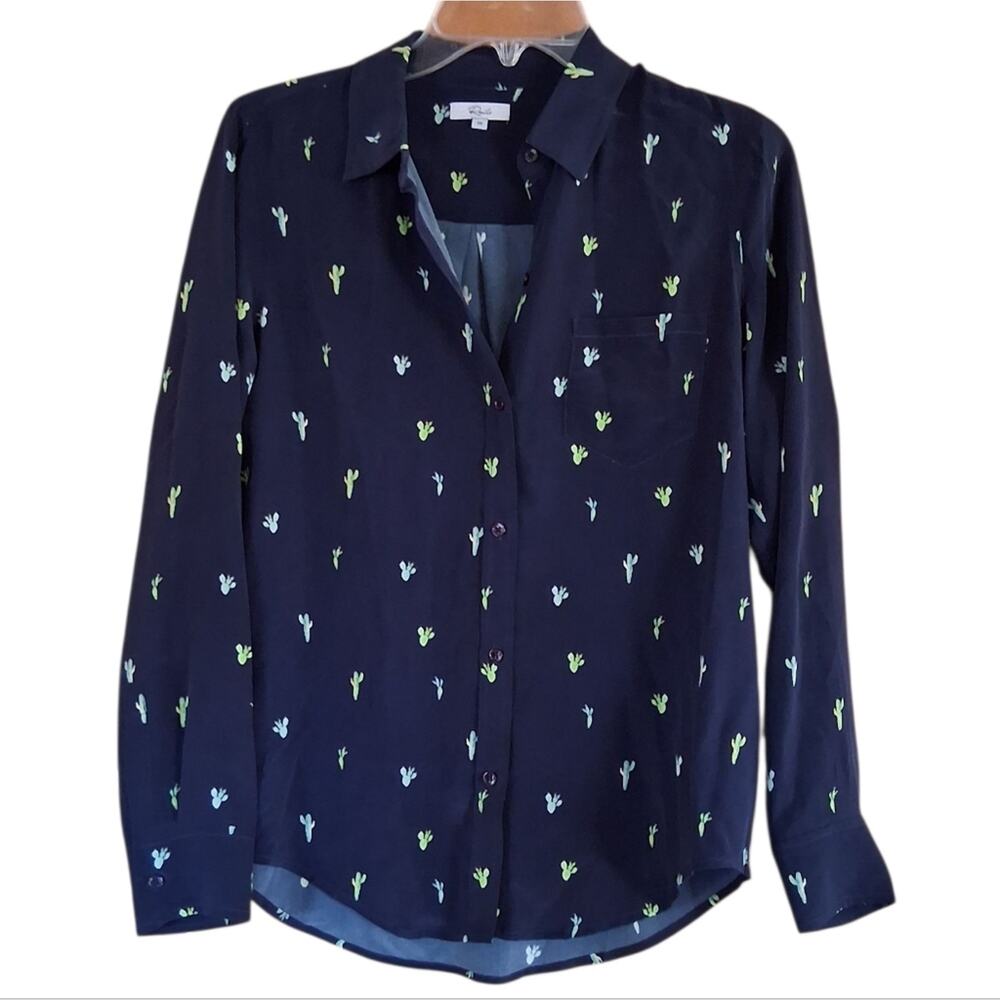 Rails Kate Silk Cactus Print Button Down Shirt Size XS